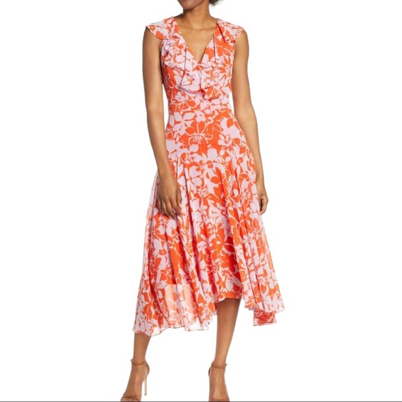 Eliza J Dresses & Skirts - Eliza J floral Handkerchief hem midi dress orange - 12